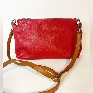 Valentina Italian Pebbled Leather Crossbody Red Handbag